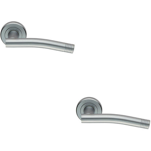 2x PAIR Round Bar Handle with Arch Concealed Fix Round Rose Satin Chrome Loops