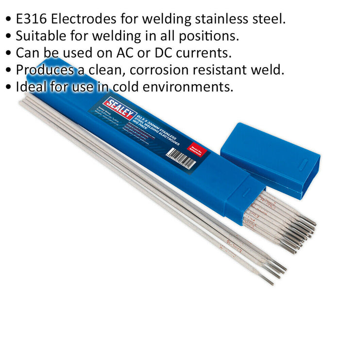 1kg PACK - Stainless Steel Welding Electrodes - 2.5 x 300mm - 70A Currents Loops
