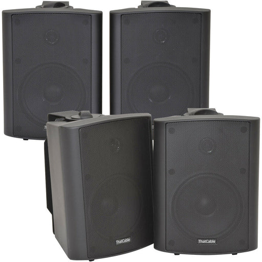 4x 120W Black Wall Mounted Stereo Speakers 6.5" 8Ohm Premium Home Audio Music