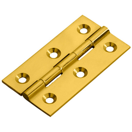 PAIR 64 x 35 x 2mm Cabinet Hinge Polished Brass Small Cupboard Door Loops