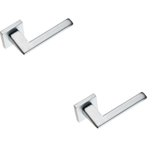 2x PAIR Modern Flat Bar Handle on Square Rose Concealed Fix Satin Chrome Loops