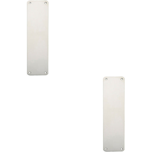 2x Plain Door Finger Plate 300 x 75mm Bright Stainless Steel Push Plate Loops