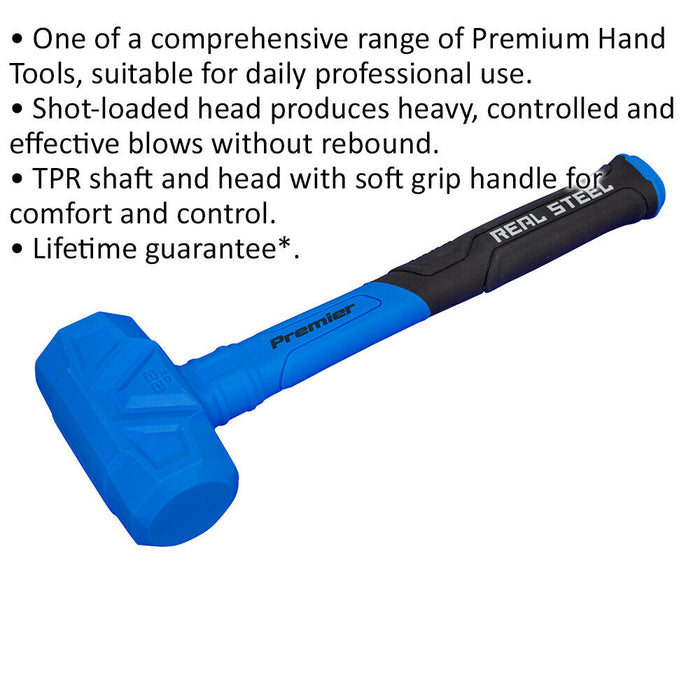 1.75lb Shot-Loaded Dead Blow Hammer - Soft Grip Handle - Anti-Rebound Hammer Loops