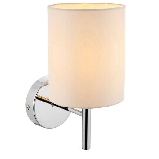 Dimmable LED Wall Light Chrome & Off White Shade Modern Lounge Lamp Lighting Loops