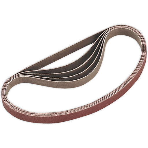 5 PACK - 10mm x 330mm Sanding Belts - 120 Grit Aluminium Oxide Slim Detail Loop Loops