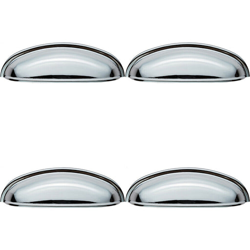 4x Shaker Cup Pull Handle 124 x 35mm 96mm Fixing Centres Polished Chrome Loops