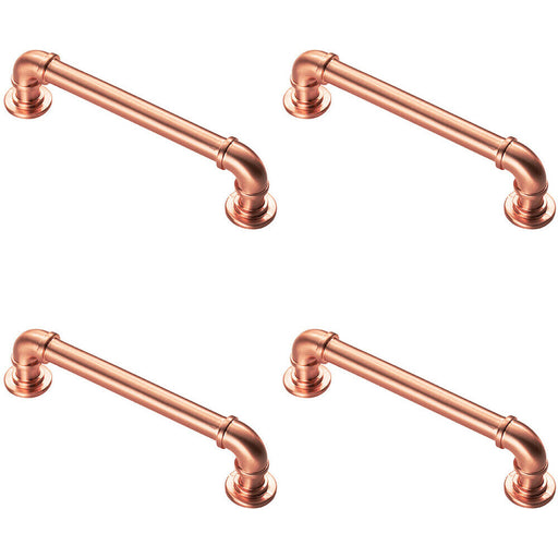 4x Pipe Design Cabinet Pull Handle 128mm Fixing Centres 12mm Dia Satin Copper Loops