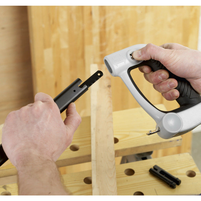 300mm Hacksaw with Adjustable Blade - Rubberised Grip - High Carbon Steel Blade Loops