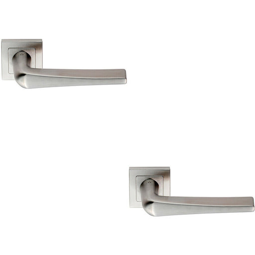 2x PAIR Square Cut Tapered Handle on Square Rose Concealed Fix Satin Steel Loops