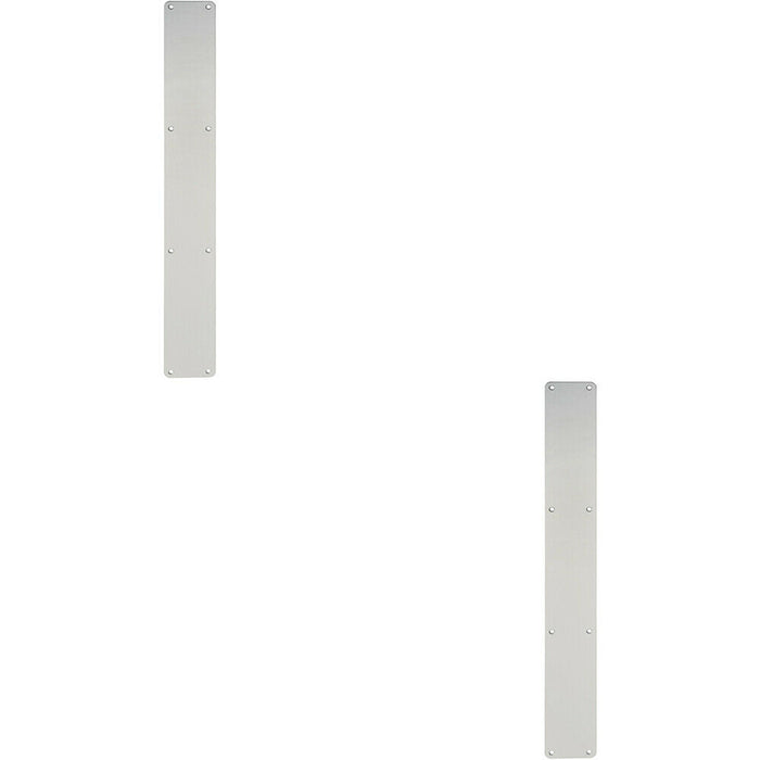 2x Plain Door Finger Plate 650 x 75mm Satin Anodised Aluminium Push Plate Loops