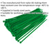 100 PACK Green Cable Ties - 200 x 4.8mm - Nylon 66 Material - Heat Resistant Loops