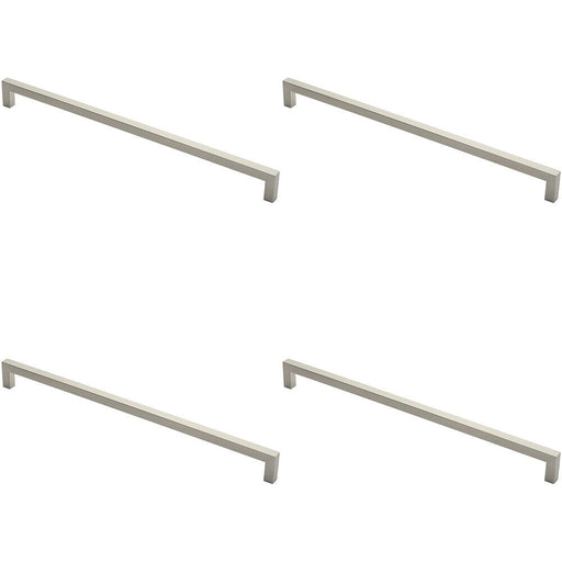 4x Square Mitred Door Pull Handle 619 x 19mm 600mm Fixing Centres Satin Steel Loops