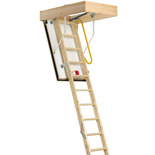 3 Section FIRE RATED Folding Loft Ladder & Handle Hatch & Frame 2.75m Height Loops
