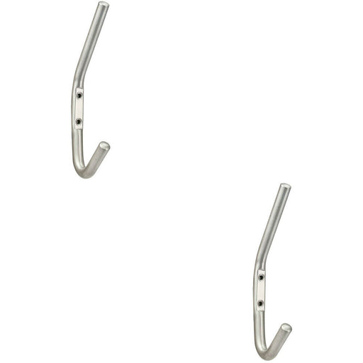 2x Slimline One Piece Hat & Coat Hook 59mm Projection Satin Stainless Steel Loops