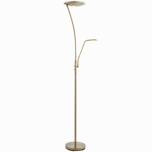 Floor Lamp Light Antique Brass & Frosted Plastic 18W LED & 6W LED Loops