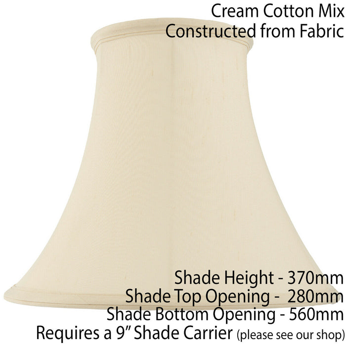22" Round Bell Handmade Lamp Shade Cream Fabric Classic Table Light Bulb Cover Loops
