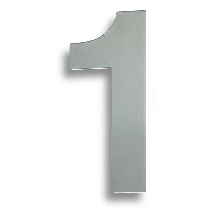 178mm Front Door Numerals '1' 140mm Fixing Centres Satin Stainless Steel Loops