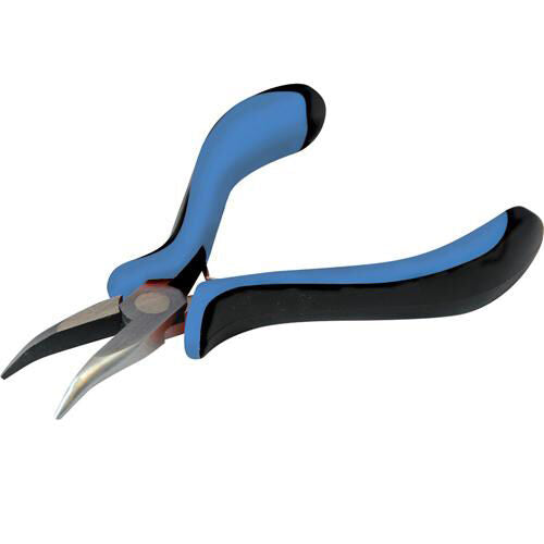 130mm Bent Nose Mini Needle Pliers Soft Grip Handles With Return Springs Loops