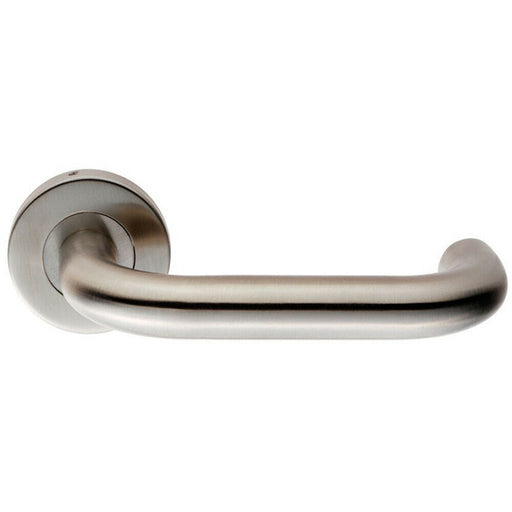 PAIR 19mm Round Bar Safety Lever on Slim Round Rose Concealed Fix Satin Steel Loops