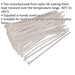 100 PACK White Cable Ties - 150 x 3.6mm - Nylon 66 Material - Heat Resistant Loops