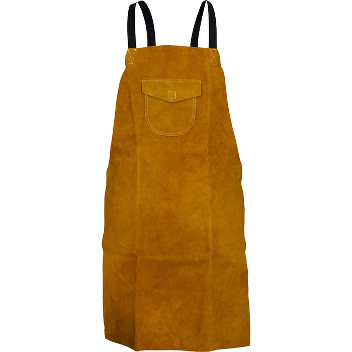 Heavy Duty Leather Welding Apron - Adjustable Quick Release Straps Front Pocket Loops