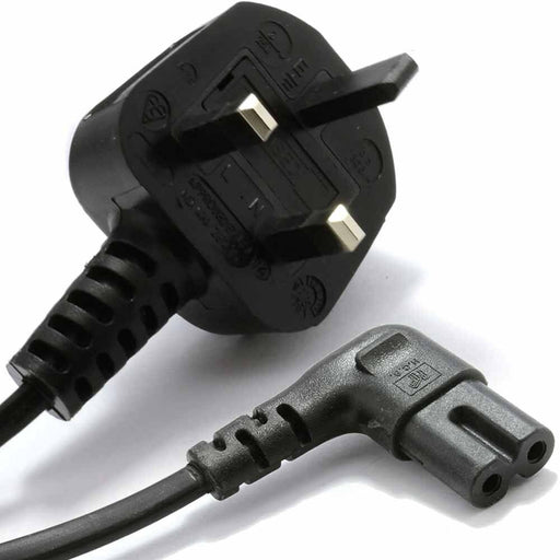 5m UK Plug to Figure 8 Cable Lead 90 Degree Right Angled C7 Mains Power 13A Loops