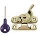 Locking Fitch Pattern Sash Window Fastener 49mm Fixing Centres Polished Brass Loops