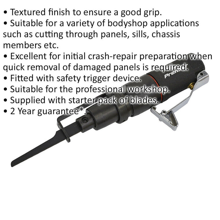 Mini Reciprocating Air Saw & Blade Guard - 1/4" BSP Bodyshop Panel Cutting Tool Loops