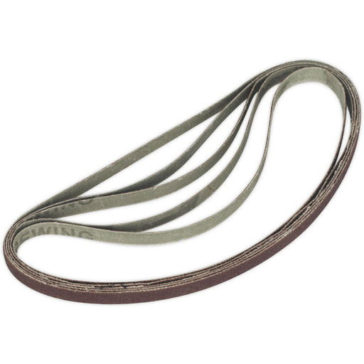 5 PACK - 8mm x 456mm Sanding Belts - 80 Grit Aluminium Oxide Slim Detail Loop Loops