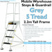 5 Tread Mobile Warehouse Steps & Guardrail GREY 2.2m Portable Safety Stairs Loops