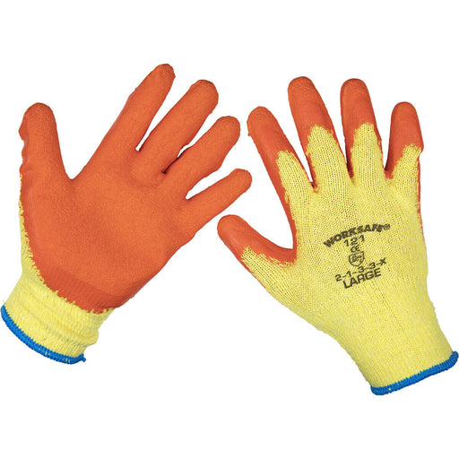 120 PAIRS Knitted Work Gloves with Latex Palm - Large - Improved Grip Breathable Loops