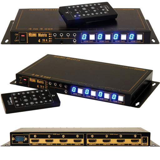 4 x 4 HDMI Matrix Box 4 Input Output Sky/Blu Ray Multi Room TV Distribution Loops