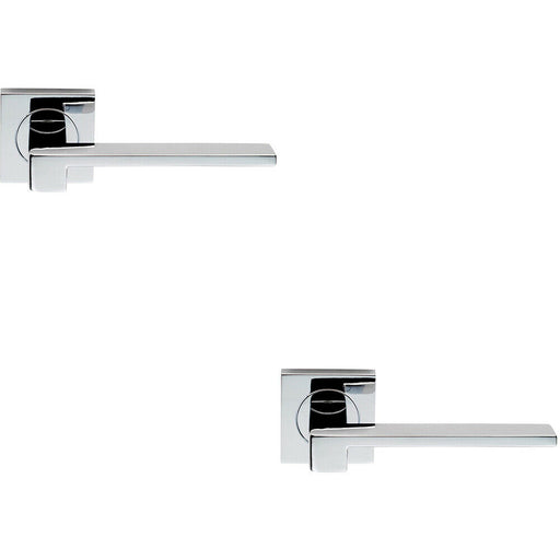 2x PAIR Flat Squared Bar Handle on Square Rose Concealed Fix Polished Chrome Loops