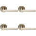 4x PAIR Slimline Straight Bar Handle on Round Rose Concealed Fix Satin Nickel Loops