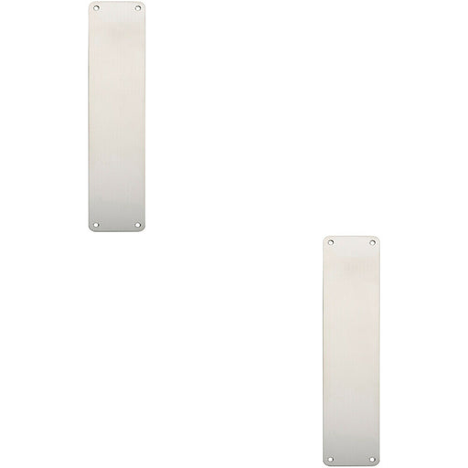 2x Plain Door Finger Plate 350 x 75mm Bright Stainless Steel Push Plate Loops