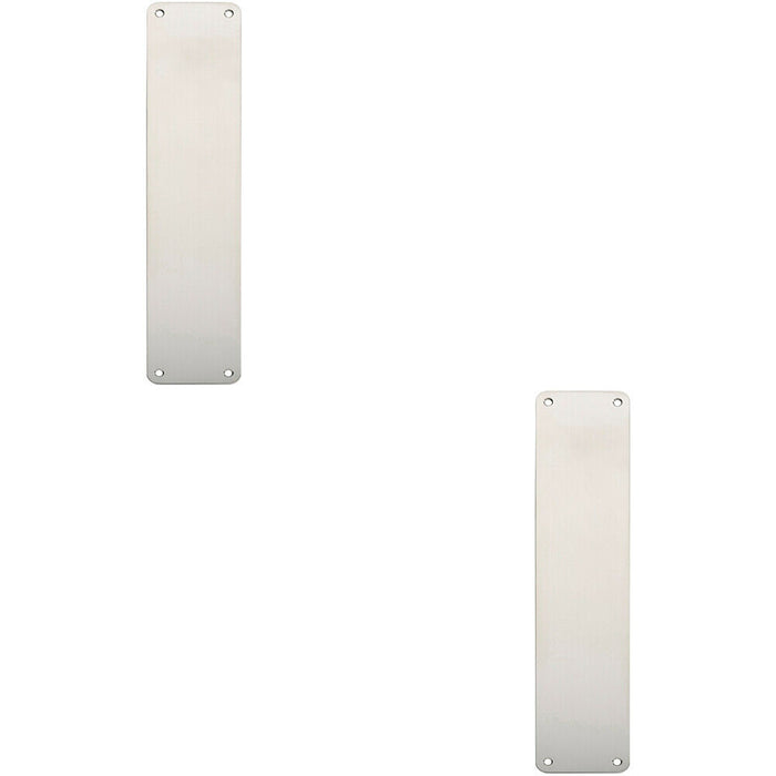 2x Plain Door Finger Plate 350 x 75mm Bright Stainless Steel Push Plate Loops