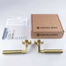 PAIR Straight Round Bar Handle on Round Rose Concealed Fix Satin Brass Loops