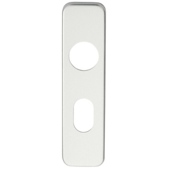 PAIR Door Handle Oval Backplate for Safety Levers 154 x 40mm Satin Aluminium Loops