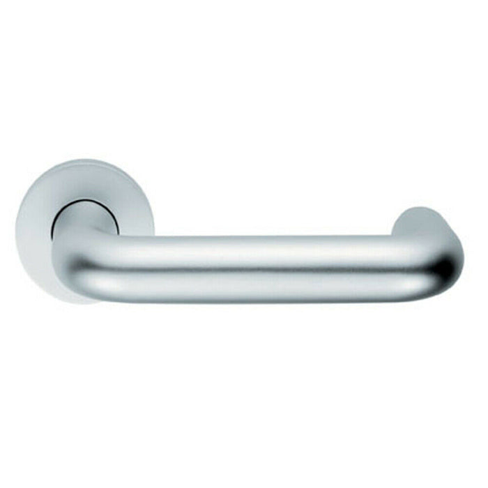 PAIR 22mm Round Bar Safety Lever on Round Rose DDA Compliant Satin Aluminium Loops