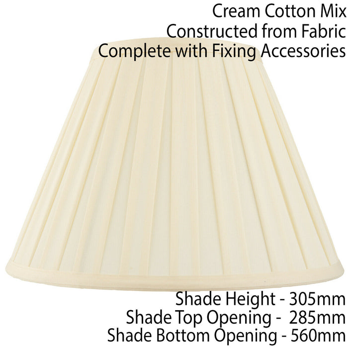 22" Tapered Drum Lamp Shade Cream Box Pleated Fabric Cover Classic & Elegant Loops