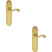 2x PAIR Beaded Pattern Handle on Latch Backplate 249 x 50mm Polished Brass Loops