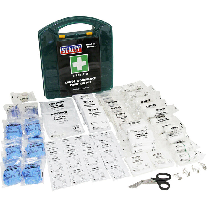 Large First Aid Kit - Durable Composite Case - Medical Emergency - BS8599-1 Loops