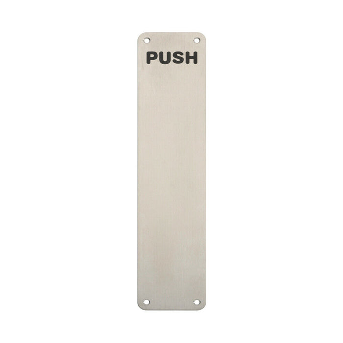 Push Engraved Door Finger Plate 350 x 75mm Satin Stainless Steel Push Plate Loops