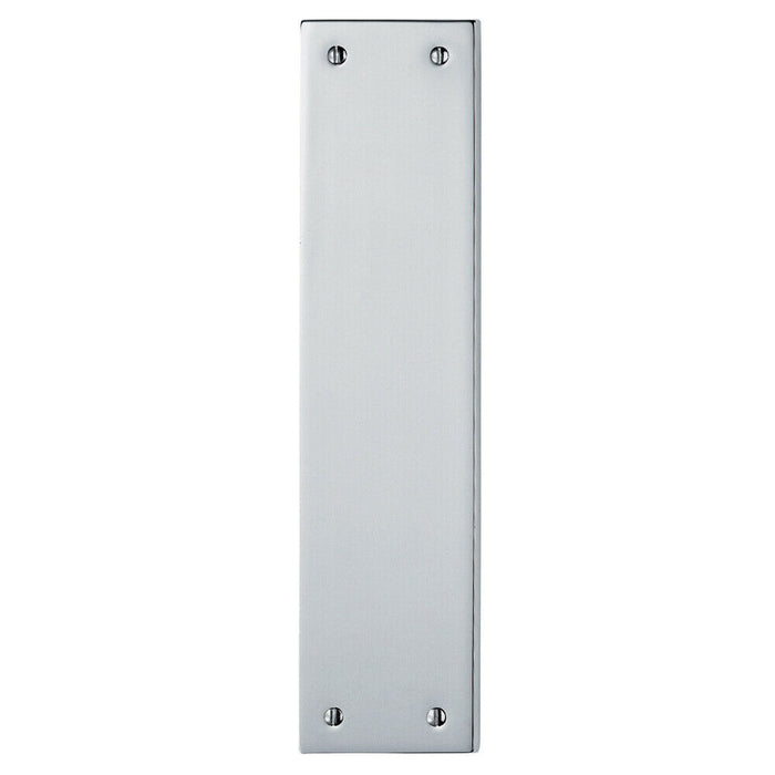 Plain Victorian Door Finger Plate 298 x 73mm Polished Chrome Push Plate Loops