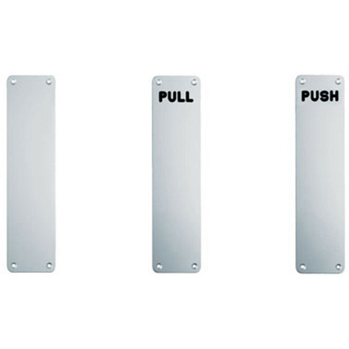 Plain Door Finger Plate 300 x 75mm Satin Anodised Aluminium Push Plate Loops