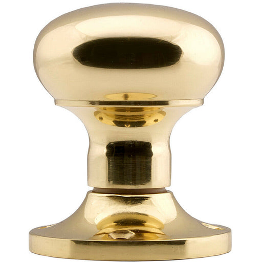 PAIR Mushroom Mortice Door Knob Unsprung 52mm Diameter Polished Brass Loops