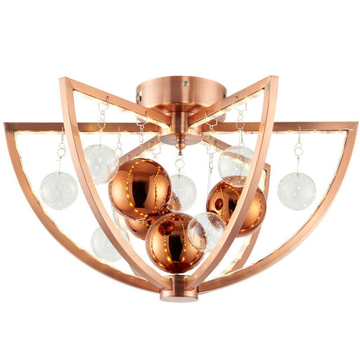 Semi Flush Ceiling Light Copper 7.2W Warm White LED Lamp Bulb Fitting Mounted Loops