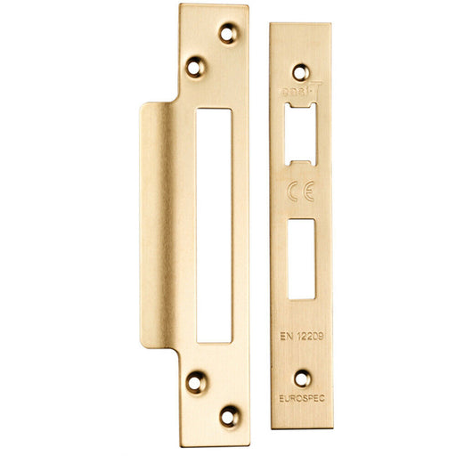 Square Forend Strike and Fixing Pack Suitable for Sashlocks Satin Brass Loops