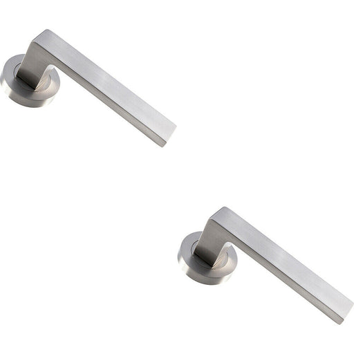 2x PAIR Straight Square Handle on Round Rose Concealed Fix Satin Nickel Loops