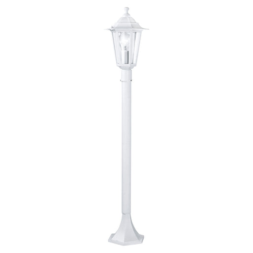 IP44 Outdoor Bollard Light White Aluminium Lantern 1 x 60W E27 Bulb Lamp Post Loops